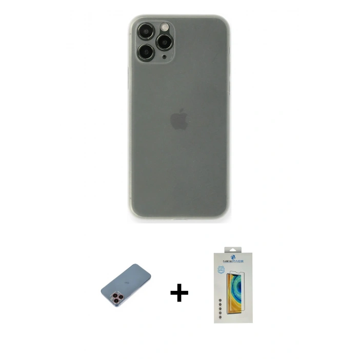 MARSİLYAN™- iPhone 11 Pro Kılıf Yadigar Yansıma Serisi - Siyah Polymer Nano Ekran Koruyucu + Shine Kamera Lens Koruma Cam - PE
