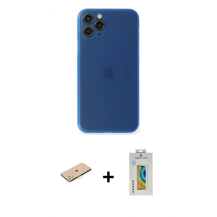 MARSİLYAN™- iPhone 11 Pro Kılıf Yadigar Yansıma Serisi - Siyah Polymer Nano Ekran Koruyucu + Renkli Kamera Lens Koruma Cam - SI