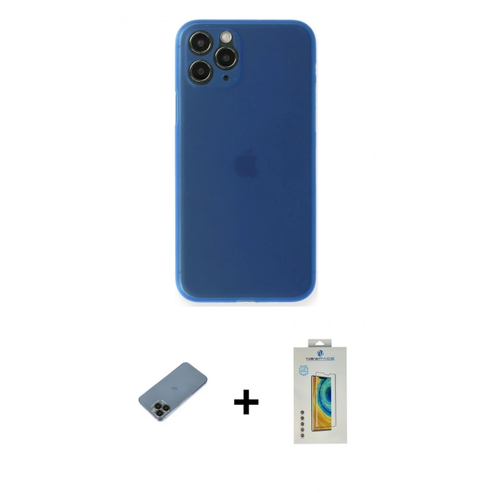 MARSİLYAN™- iPhone 11 Pro Kılıf Yadigar Yansıma Serisi - Siyah Polymer Nano Ekran Koruyucu + Siyah Shine Kamera Lens Koruma Cam