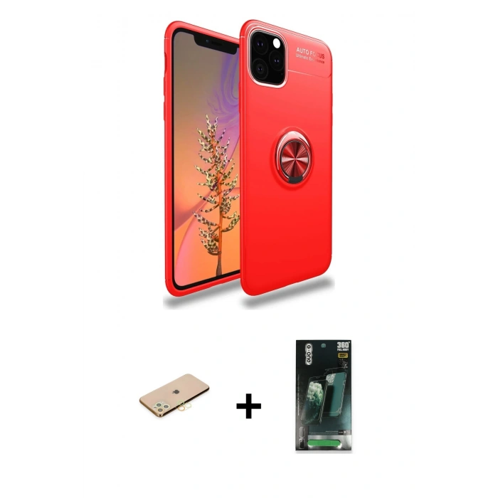 MARSİLYAN™- iPhone 11 Pro Kılıf Yankı Form Prime - Şeffaf 360 Full Body Arka Koruyucu + Renkli Kamera Lens Koruma Cam - PE
