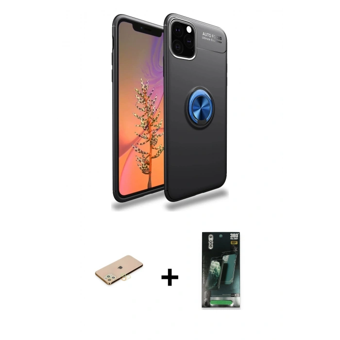 MARSİLYAN™- iPhone 11 Pro Kılıf Yankı Form Prime - Şeffaf 360 Full Body Arka Koruyucu + Renkli Kamera Lens Koruma Cam - SI