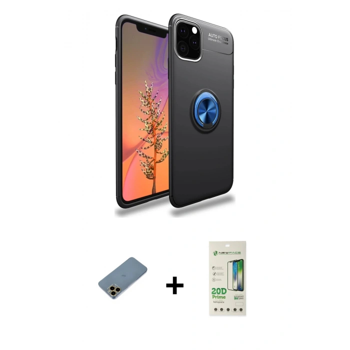 MARSİLYAN™- iPhone 11 Pro Kılıf Yankı Form Prime - Siyah 20D Premium Cam Ekran Koruyucu + Shine Kamera Lens Koruma Cam - GD