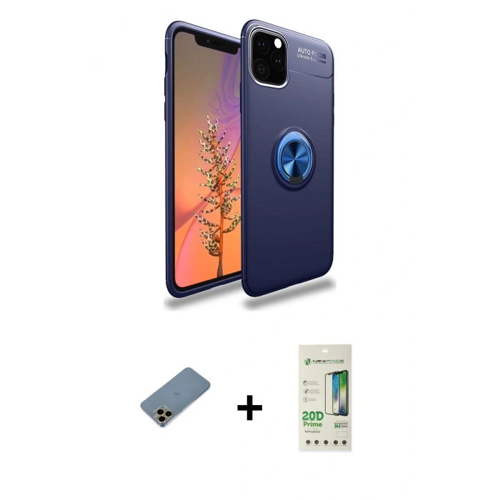 MARSİLYAN™- iPhone 11 Pro Kılıf Yankı Form Prime - Siyah 20D Premium Cam Ekran Koruyucu + Shine Kamera Lens Koruma Cam - GD