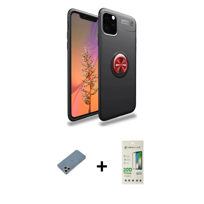 MARSİLYAN™- iPhone 11 Pro Kılıf Yankı Form Prime - Siyah 20D Premium Cam Ekran Koruyucu + Shine Kamera Lens Koruma Cam - GS