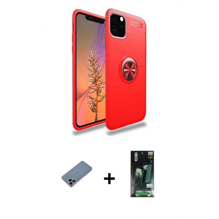 MARSİLYAN™- iPhone 11 Pro Kılıf Yankı Form Prime - Siyah 360 Mat Full Body Arka Koruyucu + Shine Kamera Lens Koruma Cam - PE