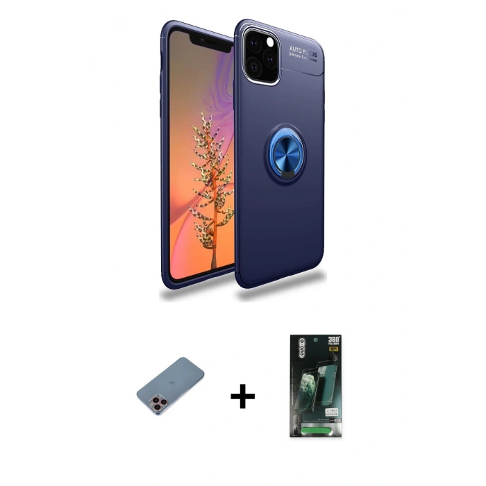 MARSİLYAN™- iPhone 11 Pro Kılıf Yankı Form Prime - Siyah 360 Mat Full Body Arka Koruyucu + Shine Kamera Lens Koruma Cam - PE