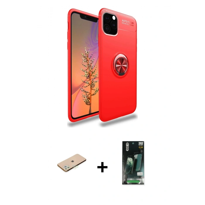 MARSİLYAN™- iPhone 11 Pro Kılıf Yankı Form Prime - Siyah 360 Mat Full Body Arka Koruyucu + Renkli Kamera Lens Koruma Cam - YL