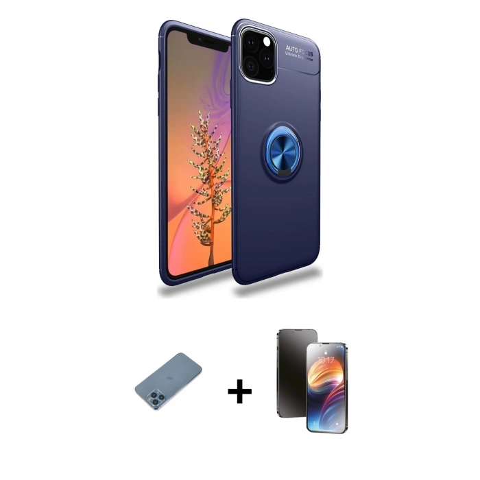 MARSİLYAN™- iPhone 11 Pro Kılıf Yankı Form Prime - Siyah 3D Antistatik Mat Seramik Nano Ekran Koruyucu + Shine Kamera Lens Koruma Cam - MI