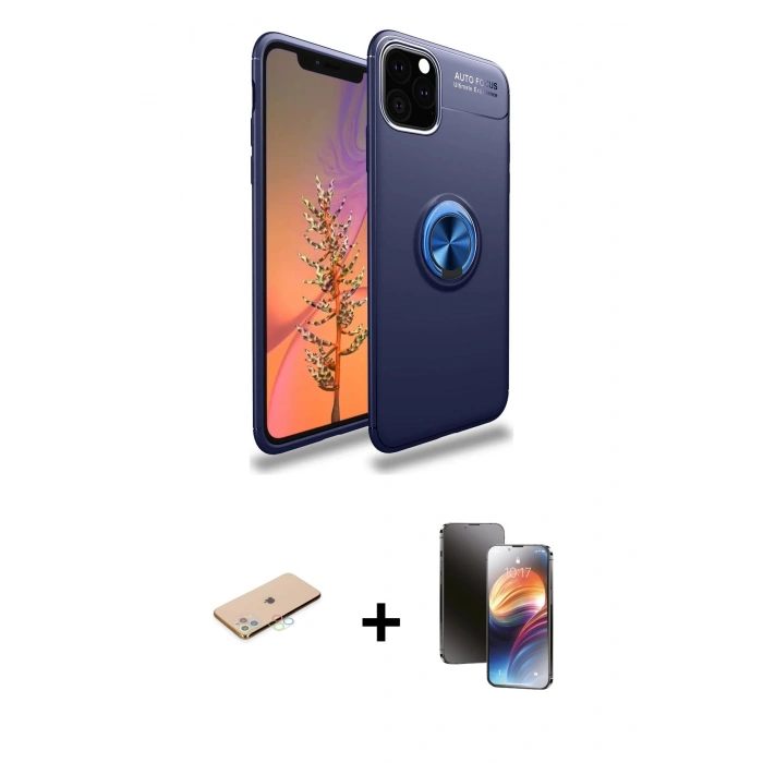 MARSİLYAN™- iPhone 11 Pro Kılıf Yankı Form Prime - Siyah 3D Antistatik Mat Seramik Nano Ekran Koruyucu + Renkli Kamera Lens Koruma Cam - MI