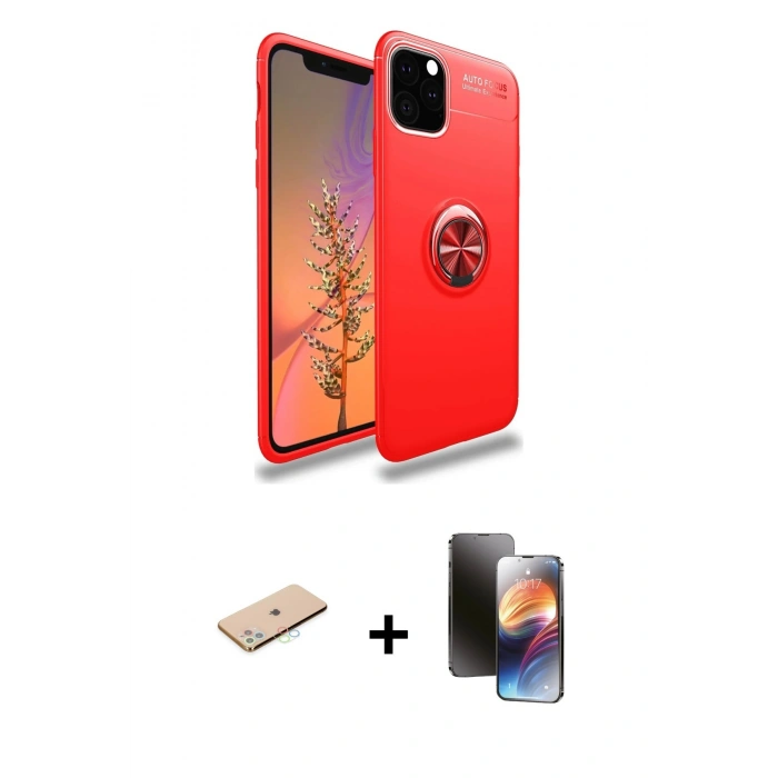 MARSİLYAN™- iPhone 11 Pro Kılıf Yankı Form Prime - Siyah 3D Antistatik Mat Seramik Nano Ekran Koruyucu + Renkli Kamera Lens Koruma Cam - MI