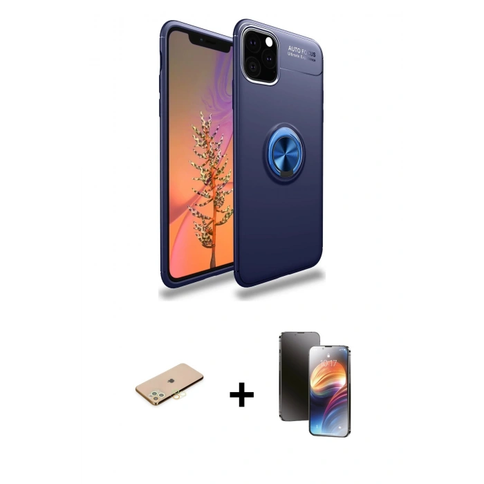 MARSİLYAN™- iPhone 11 Pro Kılıf Yankı Form Prime - Siyah 3D Antistatik Mat Seramik Nano Ekran Koruyucu + Renkli Kamera Lens Koruma Cam - SI
