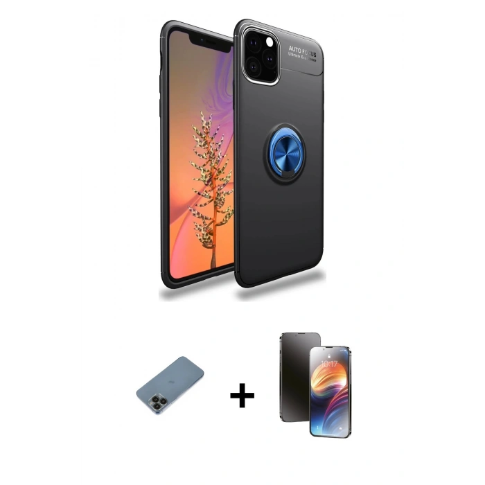 MARSİLYAN™- iPhone 11 Pro Kılıf Yankı Form Prime - Siyah 3D Antistatik Mat Seramik Nano Ekran Koruyucu + Shine Kamera Lens Koruma Cam - SH