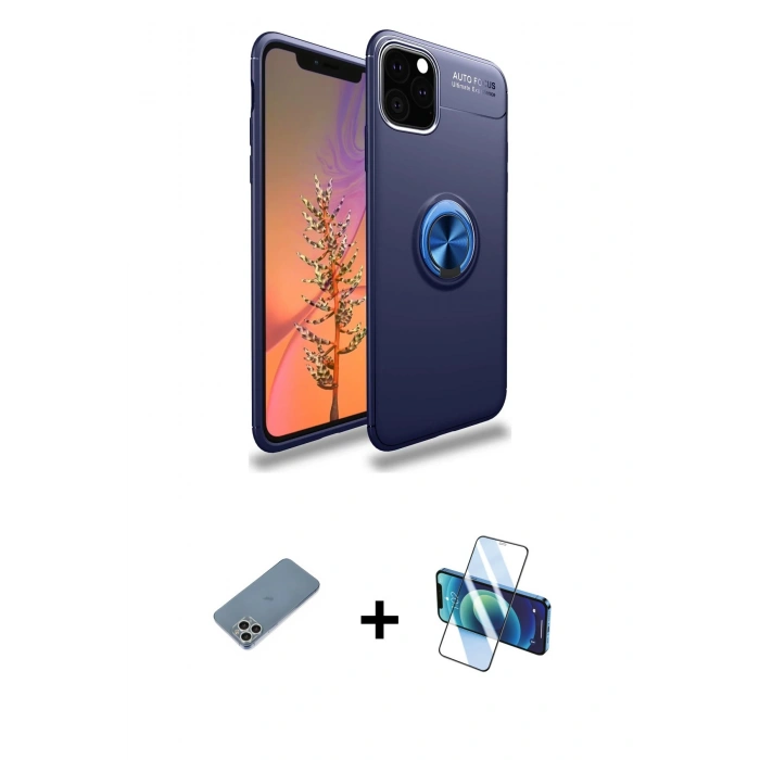 MARSİLYAN™- iPhone 11 Pro Kılıf Yankı Form Prime - Siyah 3D Antistatik Seramik Nano Ekran Koruyucu + Shine Kamera Lens Koruma Cam - GS