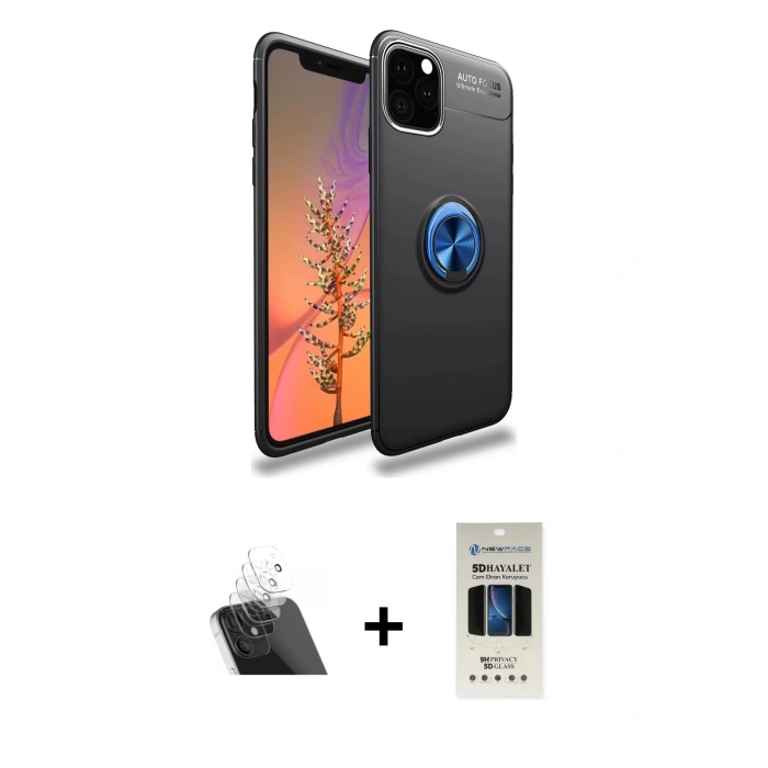 MARSİLYAN™- iPhone 11 Pro Kılıf Yankı Form Prime - Siyah 5D Hayalet Cam Ekran Koruyucu + Kamera Lens Koruma Cam - SF