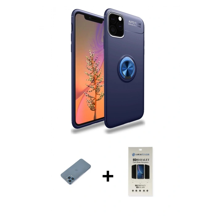 MARSİLYAN™- iPhone 11 Pro Kılıf Yankı Form Prime - Siyah 5D Hayalet Cam Ekran Koruyucu + Shine Kamera Lens Koruma Cam - MI