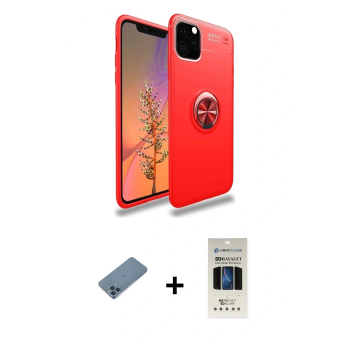 MARSİLYAN™- iPhone 11 Pro Kılıf Yankı Form Prime - Siyah 5D Hayalet Cam Ekran Koruyucu + Shine Kamera Lens Koruma Cam - MI