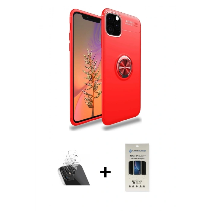 MARSİLYAN™- iPhone 11 Pro Kılıf Yankı Form Prime - Siyah 5D Hayalet Cam Ekran Koruyucu + Kamera Lens Koruma Cam - SF
