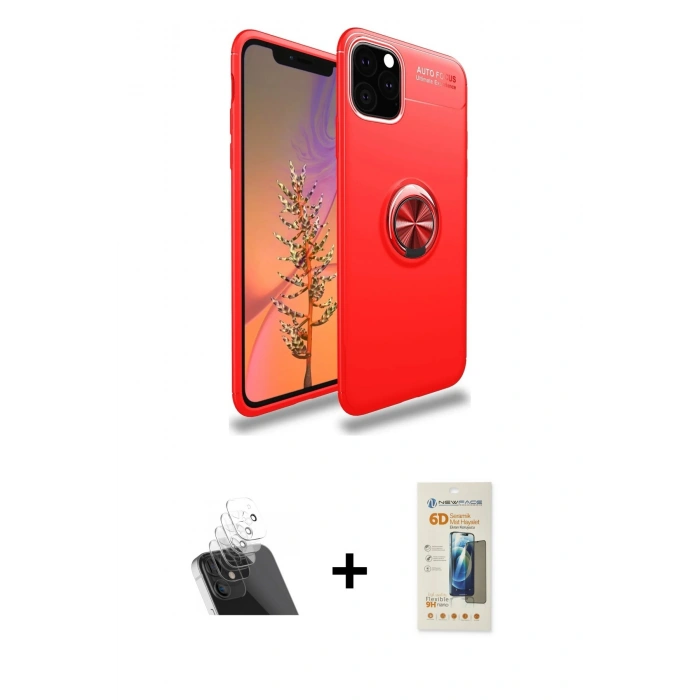MARSİLYAN™- iPhone 11 Pro Kılıf Yankı Form Prime - Siyah 6D Mat Seramik Hayalet Nano Ekran Koruyucu + Kamera Lens Koruma Cam - SF