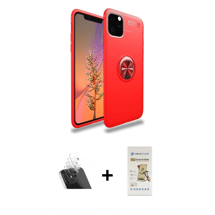 MARSİLYAN™- iPhone 11 Pro Kılıf Yankı Form Prime - Siyah Mat Seramik Nano Ekran Koruyucu + Kamera Lens Koruma Cam - SF