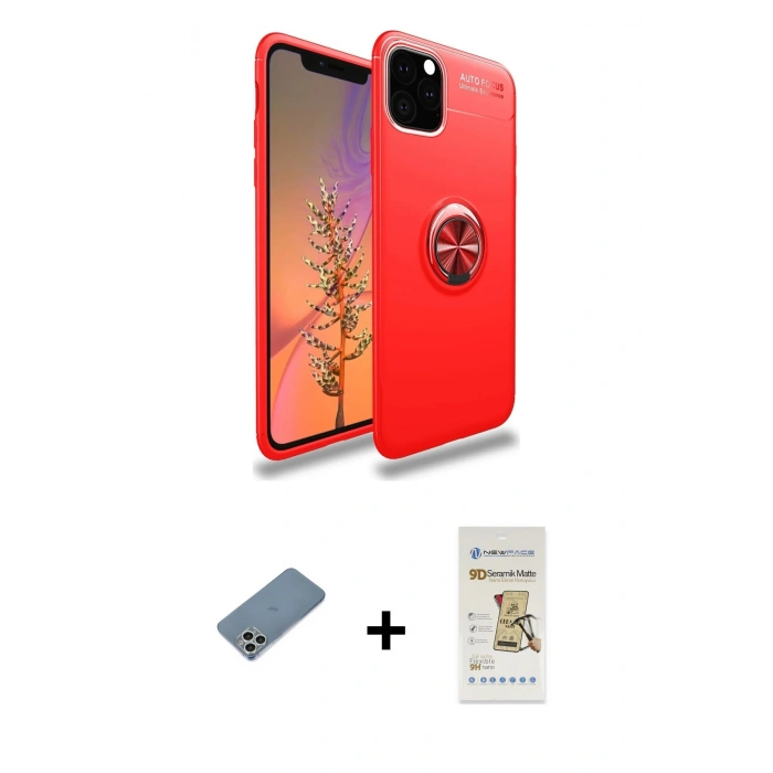 MARSİLYAN™- iPhone 11 Pro Kılıf Yankı Form Prime - Siyah Mat Seramik Nano Ekran Koruyucu + Shine Kamera Lens Koruma Cam - GS