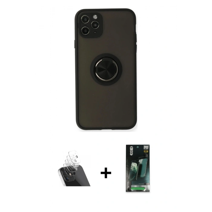 MARSİLYAN™- iPhone 11 Pro Kılıf Yörünge Çizgi - Şeffaf 360 Full Body Arka Koruyucu + Kamera Lens Koruma Cam - SF