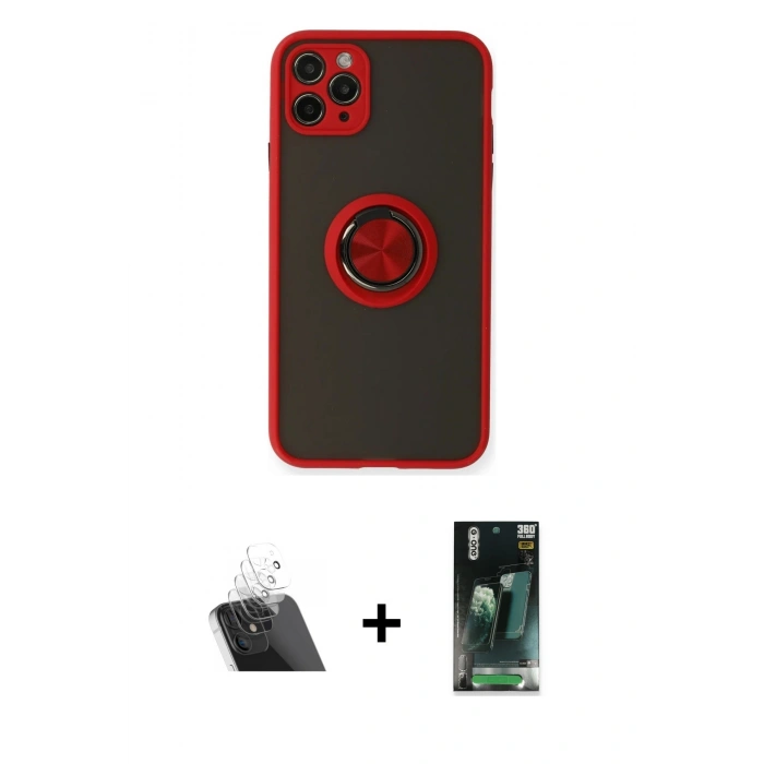 MARSİLYAN™- iPhone 11 Pro Kılıf Yörünge Çizgi - Şeffaf 360 Full Body Arka Koruyucu + Kamera Lens Koruma Cam - SF