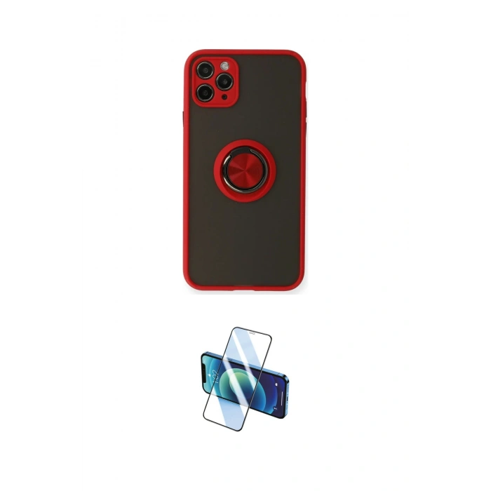 MARSİLYAN™- iPhone 11 Pro Kılıf Yörünge Çizgi - Siyah 3D Antistatik Cam Ekran Koruyucu