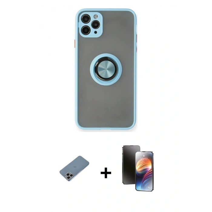 MARSİLYAN™- iPhone 11 Pro Kılıf Yörünge Çizgi - Siyah 3D Antistatik Mat Seramik Nano Ekran Koruyucu + Shine Kamera Lens Koruma Cam - GI