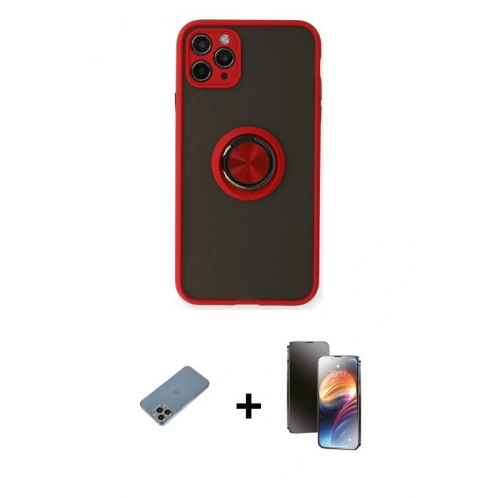 MARSİLYAN™- iPhone 11 Pro Kılıf Yörünge Çizgi - Siyah 3D Antistatik Mat Seramik Nano Ekran Koruyucu + Shine Kamera Lens Koruma Cam - GI