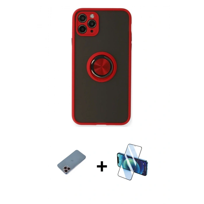 MARSİLYAN™- iPhone 11 Pro Kılıf Yörünge Çizgi - Siyah 3D Antistatik Seramik Nano Ekran Koruyucu + Shine Kamera Lens Koruma Cam - PE