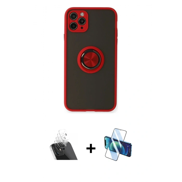 MARSİLYAN™- iPhone 11 Pro Kılıf Yörünge Çizgi - Siyah 3D Antistatik Seramik Nano Ekran Koruyucu + Kamera Lens Koruma Cam - SF