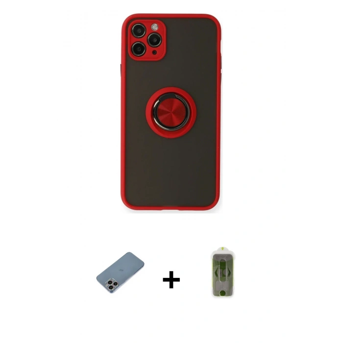 MARSİLYAN™- iPhone 11 Pro Kılıf Yörünge Çizgi - Siyah Joko Magic 5D Hayalet Cam + Shine Kamera Lens Koruma Cam - GI