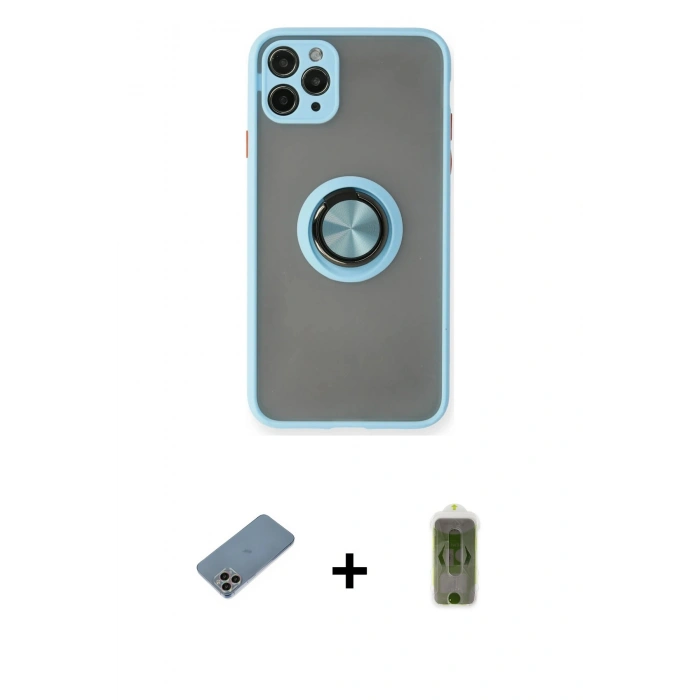 MARSİLYAN™- iPhone 11 Pro Kılıf Yörünge Çizgi - Siyah Joko Magic 5D Hayalet Cam + Shine Kamera Lens Koruma Cam - GI