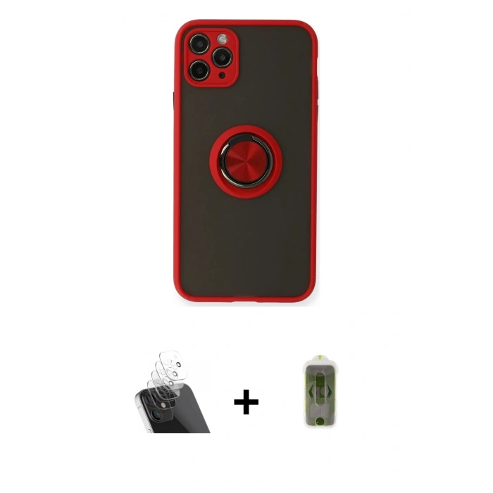 MARSİLYAN™- iPhone 11 Pro Kılıf Yörünge Çizgi - Siyah Joko Magic 5D Hayalet Cam + Kamera Lens Koruma Cam - SF