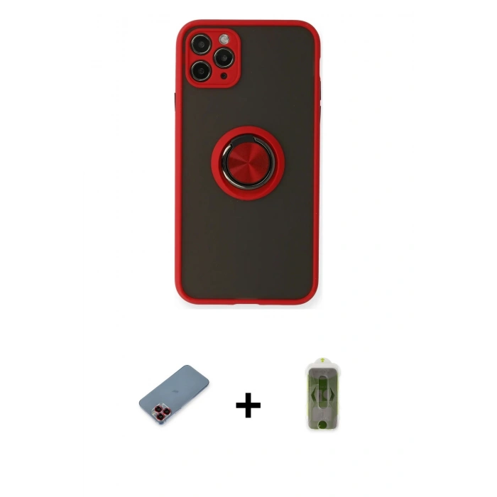 MARSİLYAN™- iPhone 11 Pro Kılıf Yörünge Çizgi - Siyah Joko Magic 5D Hayalet Cam + Metal Kamera Lens Koruma Cam - KI