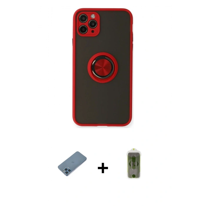 MARSİLYAN™- iPhone 11 Pro Kılıf Yörünge Çizgi - Siyah Joko Magic 5D Hayalet Cam + Shine Kamera Lens Koruma Cam - MI