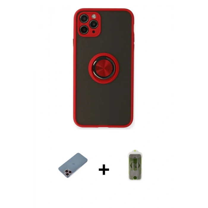 MARSİLYAN™- iPhone 11 Pro Kılıf Yörünge Çizgi - Siyah Joko Magic 5D Hayalet Cam + Shine Kamera Lens Koruma Cam - PE