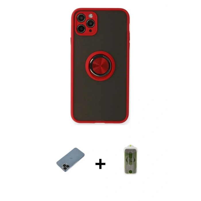 MARSİLYAN™- iPhone 11 Pro Kılıf Yörünge Çizgi - Siyah Joko Magic 5D Hayalet Cam + Shine Kamera Lens Koruma Cam - SH