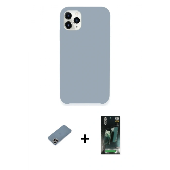 MARSİLYAN™- iPhone 11 Pro Kılıf Zirve Modern Özel Seri - Şeffaf 360 Full Body Arka Koruyucu + Shine Kamera Lens Koruma Cam - GI