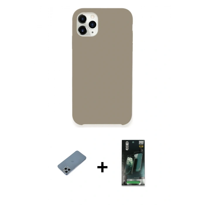 MARSİLYAN™- iPhone 11 Pro Kılıf Zirve Modern Özel Seri - Şeffaf 360 Full Body Arka Koruyucu + Shine Kamera Lens Koruma Cam - SABE