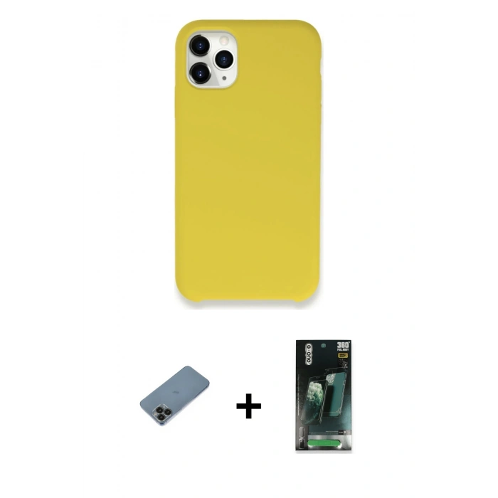 MARSİLYAN™- iPhone 11 Pro Kılıf Zirve Modern Özel Seri - Şeffaf 360 Full Body Arka Koruyucu + Shine Kamera Lens Koruma Cam - SH