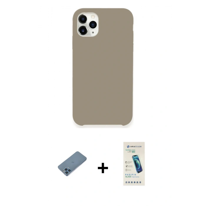 MARSİLYAN™- iPhone 11 Pro Kılıf Zirve Modern Özel Seri - Şeffaf Pasifik Cam Ekran Koruyucu + Shine Kamera Lens Koruma Cam - MI