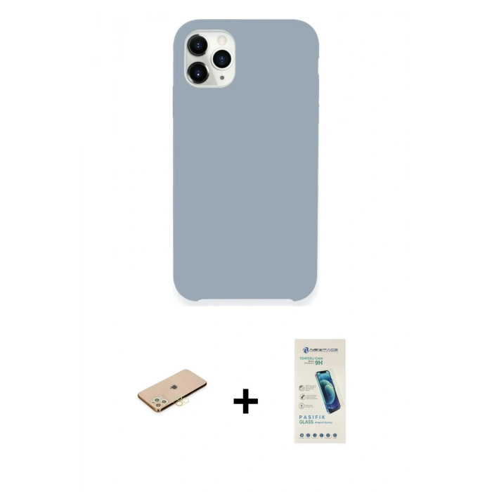 MARSİLYAN™- iPhone 11 Pro Kılıf Zirve Modern Özel Seri - Şeffaf Pasifik Cam Ekran Koruyucu + Renkli Kamera Lens Koruma Cam - PE