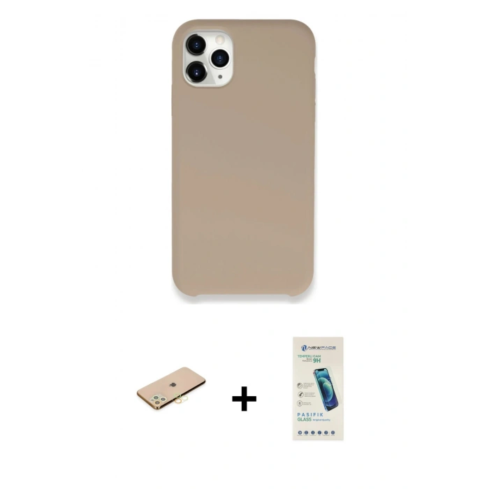 MARSİLYAN™- iPhone 11 Pro Kılıf Zirve Modern Özel Seri - Şeffaf Pasifik Cam Ekran Koruyucu + Renkli Kamera Lens Koruma Cam - PE