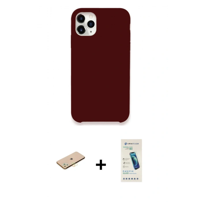 MARSİLYAN™- iPhone 11 Pro Kılıf Zirve Modern Özel Seri - Şeffaf Pasifik Cam Ekran Koruyucu + Renkli Kamera Lens Koruma Cam - PE