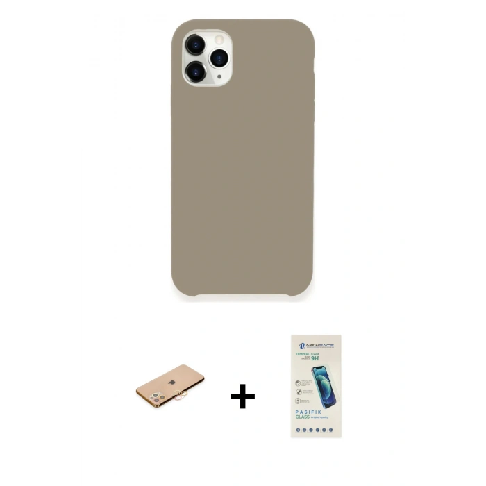 MARSİLYAN™- iPhone 11 Pro Kılıf Zirve Modern Özel Seri - Şeffaf Pasifik Cam Ekran Koruyucu + Renkli Kamera Lens Koruma Cam - TU