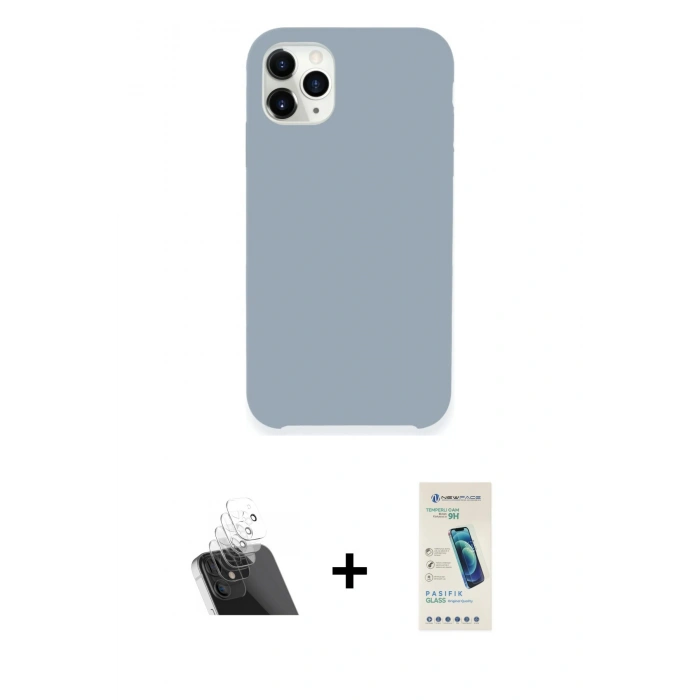 MARSİLYAN™- iPhone 11 Pro Kılıf Zirve Modern Özel Seri - Şeffaf Pasifik Cam Ekran Koruyucu + Şeffaf Kamera Lens Koruma Cam