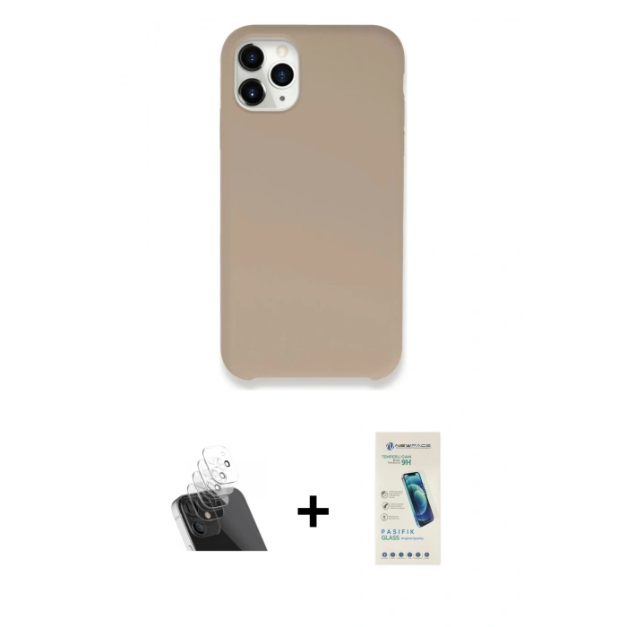 MARSİLYAN™- iPhone 11 Pro Kılıf Zirve Modern Özel Seri - Şeffaf Pasifik Cam Ekran Koruyucu + Şeffaf Kamera Lens Koruma Cam