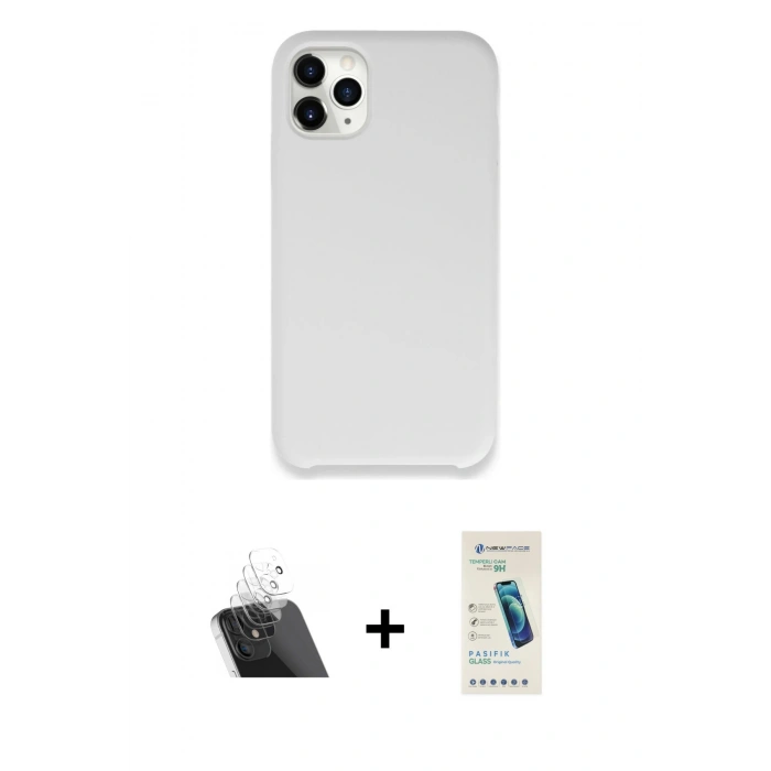 MARSİLYAN™- iPhone 11 Pro Kılıf Zirve Modern Özel Seri - Şeffaf Pasifik Cam Ekran Koruyucu + Şeffaf Kamera Lens Koruma Cam