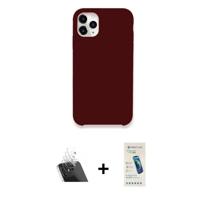MARSİLYAN™- iPhone 11 Pro Kılıf Zirve Modern Özel Seri - Şeffaf Pasifik Cam Ekran Koruyucu + Şeffaf Kamera Lens Koruma Cam